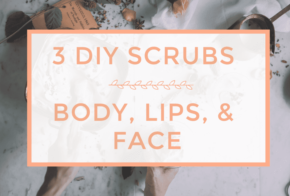 Make your own easy DIY Scrubs with natural and sustainable ingredients you probably have at home already! No weird chemicals and no plastic jars. These 3 scrubs will leave your face, body, and lips subtle, soft, and revitalized! 